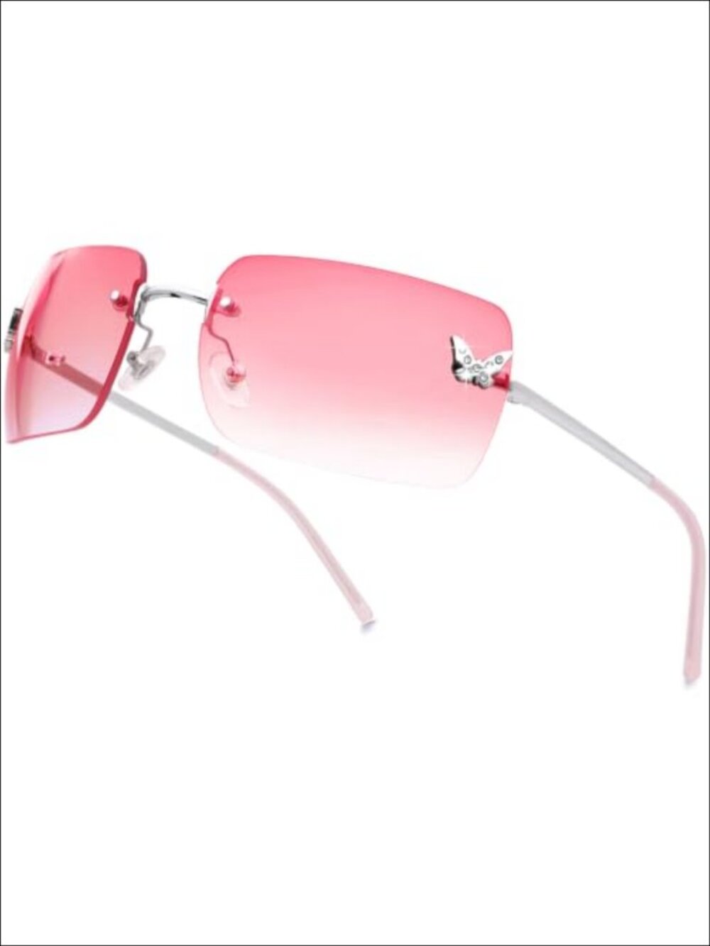 Rimless Rectangle Y2K Sunglasses UV400 Metal Plastic Lightweight